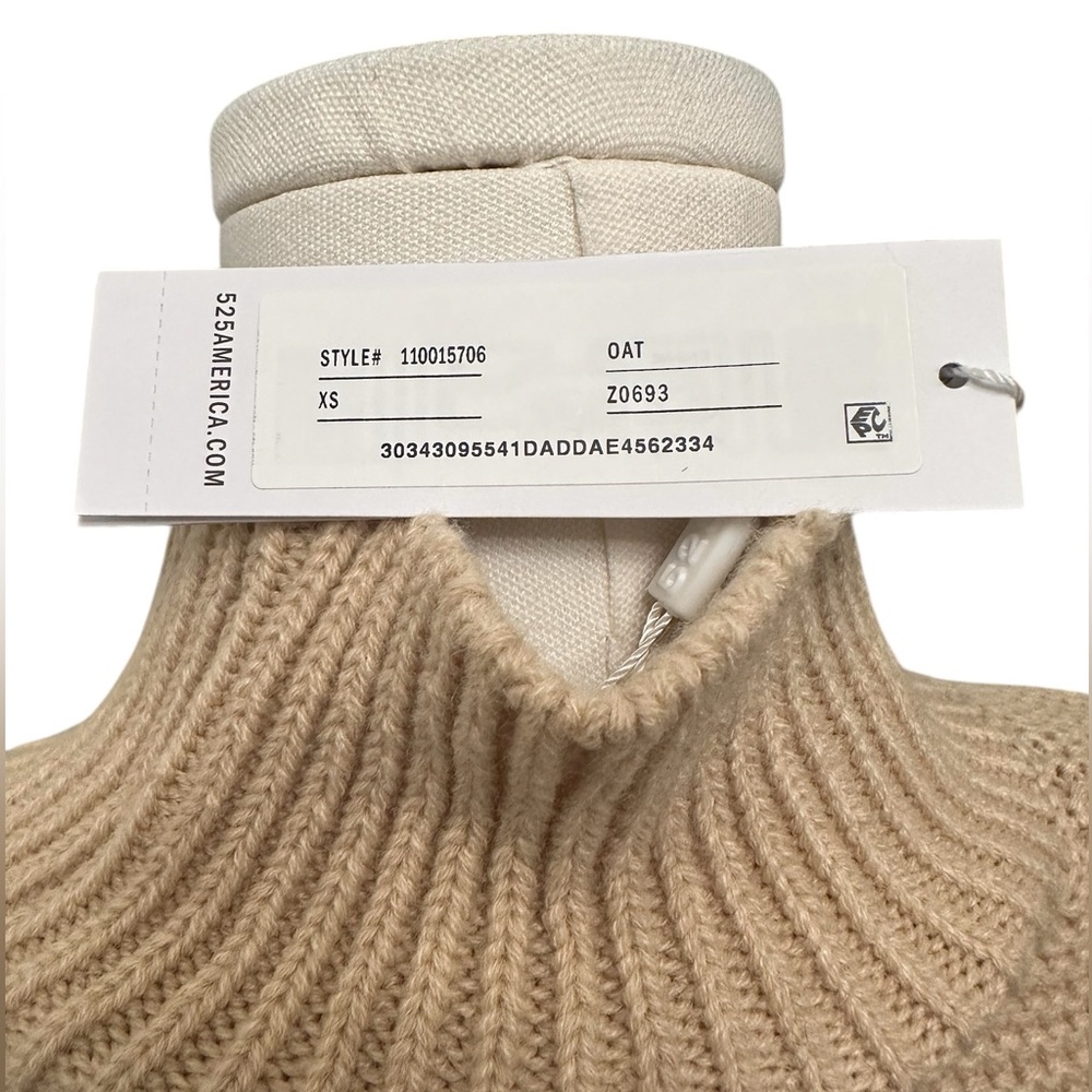 525 AMERICA Revolve Sweater Talia Mockneck Midweight Oat Women Size XS NWT - Picture 10 of 13